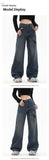 Retro High Street Niche Design Spider Printed Fashion Brand Washed Wide Leg Jeans