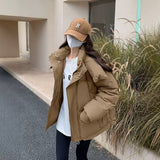 Gray With Heart Short Down Jacket Plus Size Women's Bread Coat