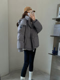 Gray With Heart Short Down Jacket Plus Size Women's Bread Coat