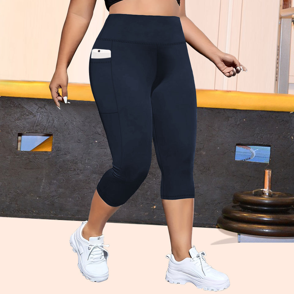 Pocket Plus Size Cropped Yoga Pants Tight