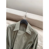 Thin Stretch Linen Slimming A- Line Long Trench Coat For Women