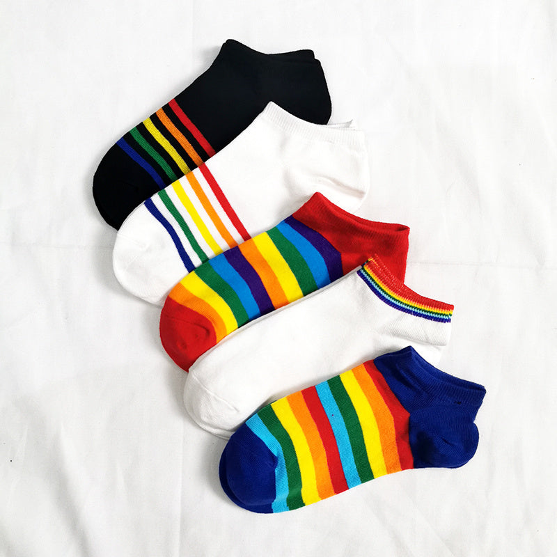 Rainbow Short Tube Low Top Doll Unisex Ins Trend Trendy Socks