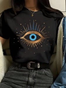 T-shirt Printing Casual Cute Eye Printing Short Sleeve