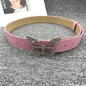 Rhinestone Butterfly Metal Snap Belt For Women