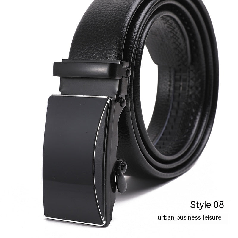 Men's Fashion Automatic Buckle Litchi Pattern Belt