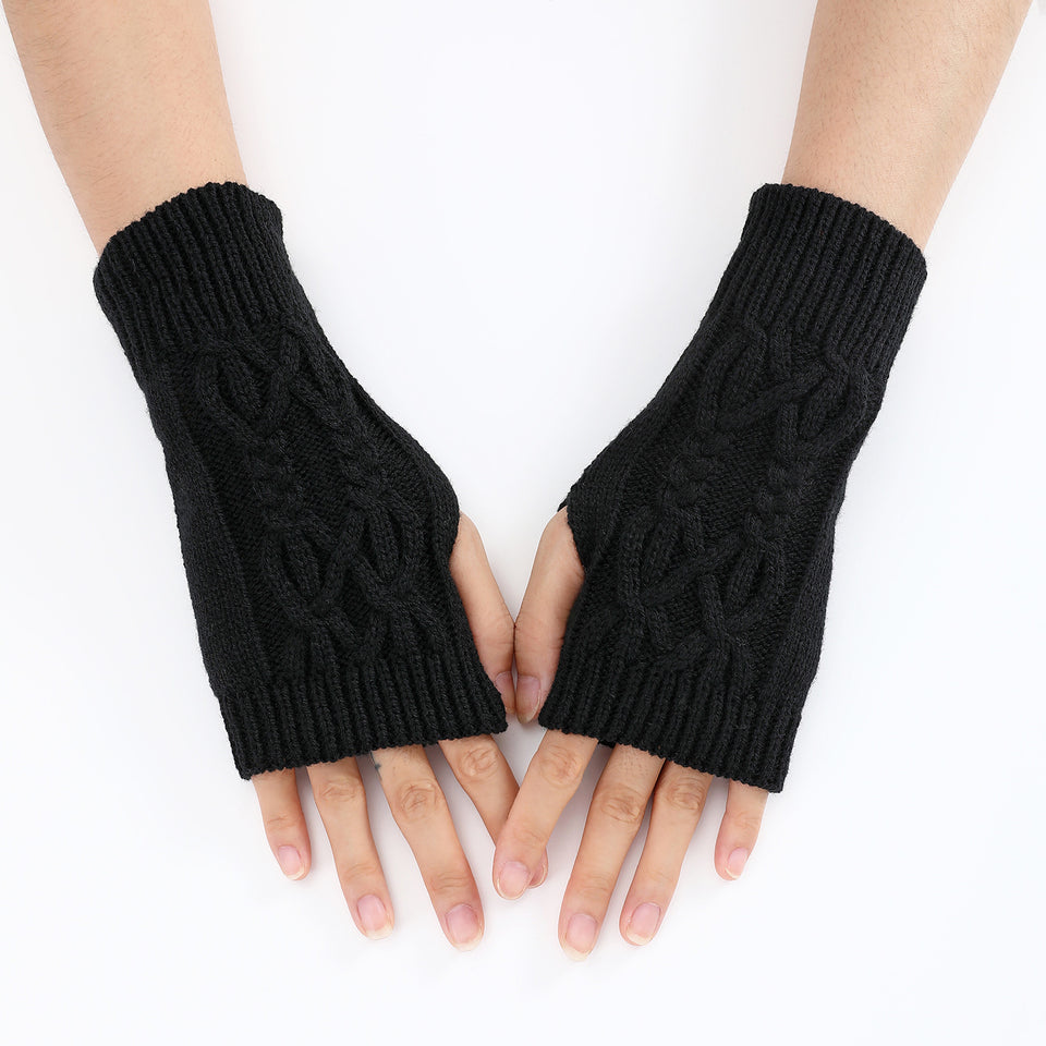 Knitted Half Gloves Female Cute Winter Open Finger Half Finger Student Male And Female Couple Wool