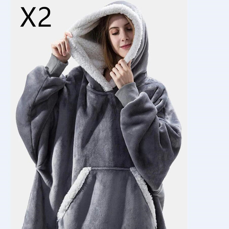 Men And Women Can Wear Zipper Flannel Lazy Blanket