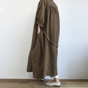 Women's Casual Long Sleeved Long Trench Coat