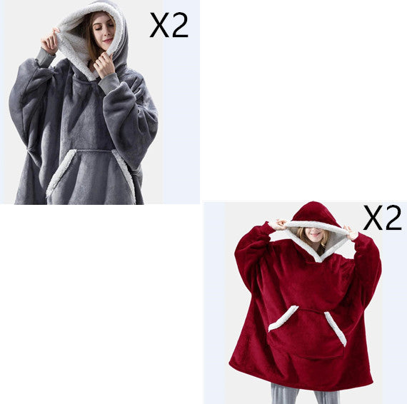 Men And Women Can Wear Zipper Flannel Lazy Blanket