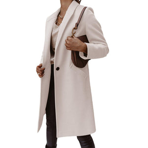 A Mid-length Coat With Solid Lapels