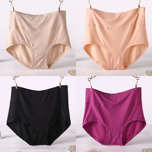 Women Underwear Soft Viscose Solid Color High Waist Panties 4pcs A Lot