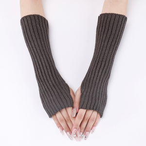 30-length Striped Gloves New Autumn And Winter Wool Sleeve Knitted Warm Fingerless Oversleeve