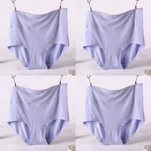 Women Underwear Soft Viscose Solid Color High Waist Panties 4pcs A Lot