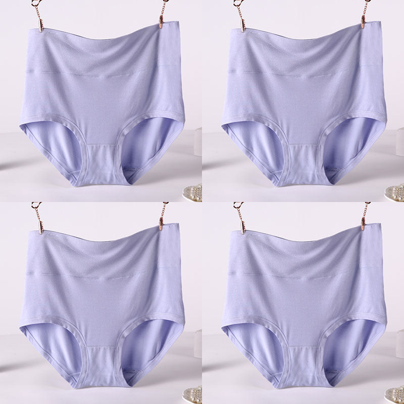 Women Underwear Soft Viscose Solid Color High Waist Panties 4pcs A Lot