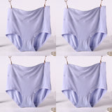 Women Underwear Soft Viscose Solid Color High Waist Panties 4pcs A Lot