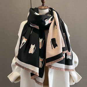 Fashion Artificial Cashmere Scarf Female Winter Korean Style Versatile Student Thickened Scarf Dual-purpose Shawl Outer Match