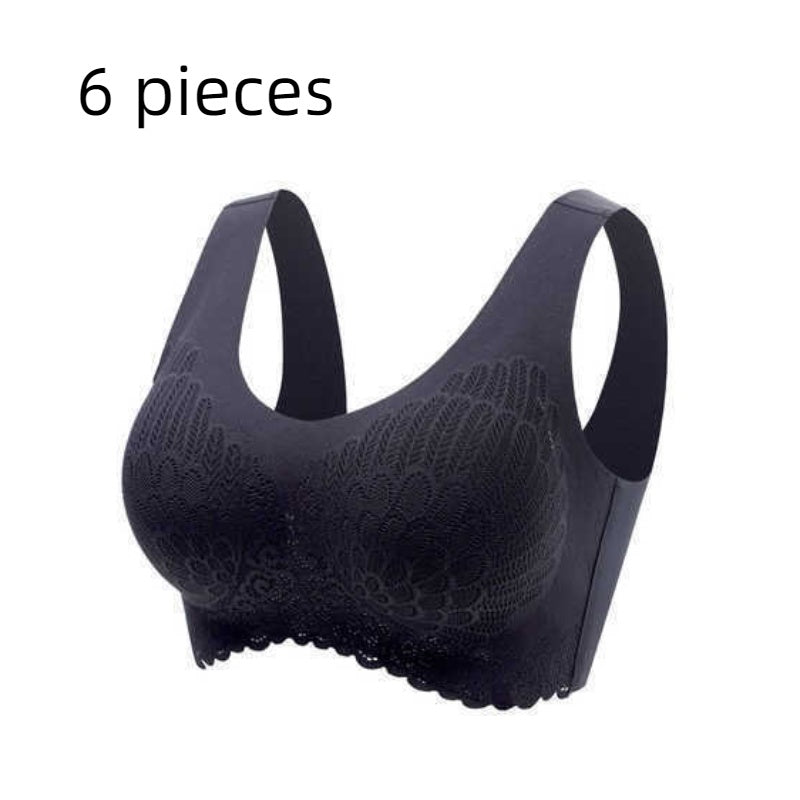 Natural Thai Latex Underwear 4.0 Angel Wings Seamless One Piece Women'S Lace Sports Bra Without Steel Ring