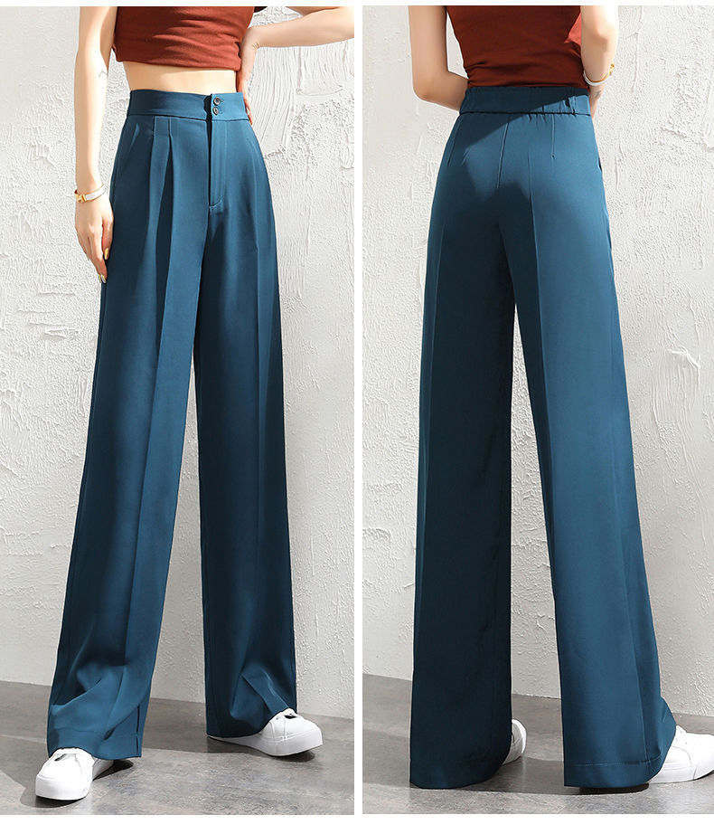 Women's Wide Leg High Waist Drooping Loose Slimming And Straight Casual Mopping Chiffon Suit Pants