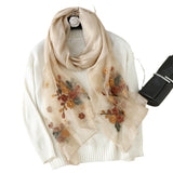 Wool Embroidery Begonia Scarf Long