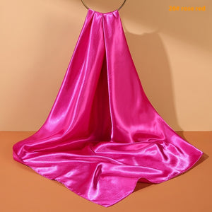 Pure Color Silk Scarf Artificial Silk 90cm Shiny Satin Shawl