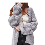 Cute Thick Sweater Long Pompom Cardigan