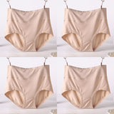 Women Underwear Soft Viscose Solid Color High Waist Panties 4pcs A Lot