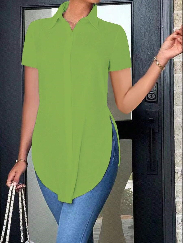 Summer Fashion Simple Polo Collar Women's Shirt