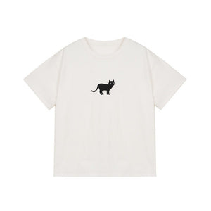 Black Cat Loose Short-sleeved T-shirt Women's Top