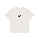 Black Cat Loose Short-sleeved T-shirt Women's Top