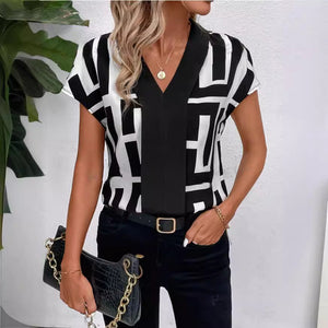 Women's Printed V-neck Shirt