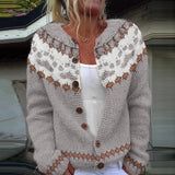 Winter Cardigan Coat Single-breasted Totem Warm Sweater