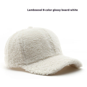 Baseball Cap Fashion Retro Solid Color Lamb Wool Curved Brim