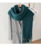 Mohair Idle Style Soft Fluffy Pure Color Warm Keeping Scarf