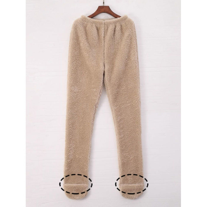 Women Coral Fleece Socks Leggings Winter Warm Sleepwear Ankles Knees Guard Women Home Pants Thick Pajamas Pant