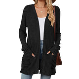 Solid Color Pocket Long Sleeve Bottoming Cardigan Knitwear