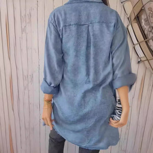 Jean-like Cloth Casual Long Shirt Coat