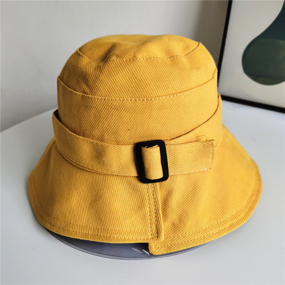 Irregular Brim Button Bucket Hat