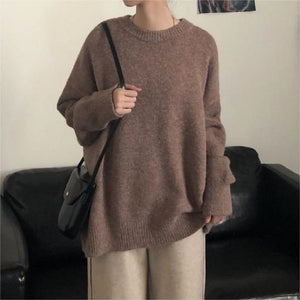 Women's Korean-style Solid Color Round Neck Sweater