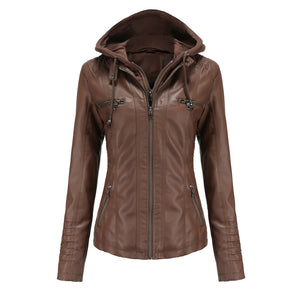 Detachable Two-piece Hooded Leather Jacket