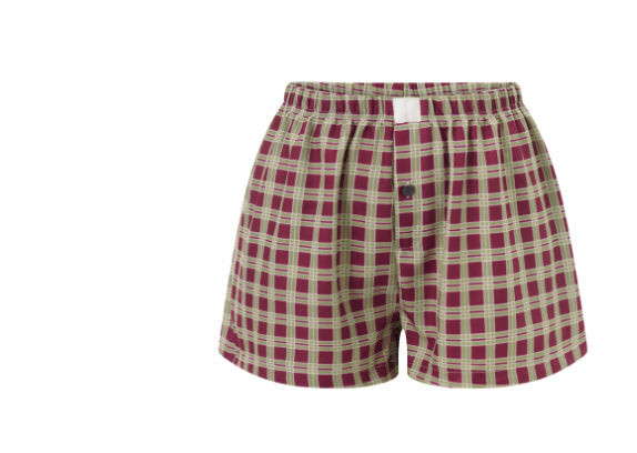 Women's Casual Plaid Cotton Arrow Pants Loose Four-corner Button Shorts