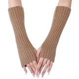 30-length Striped Gloves New Autumn And Winter Wool Sleeve Knitted Warm Fingerless Oversleeve