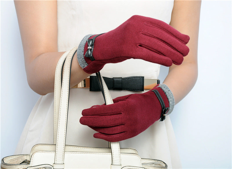 Warm And Lovely Touch-screen Bowknot Ladies Gloves