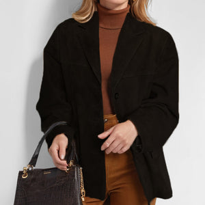 Women's Retro Brown Loose Long Sleeve Jacket