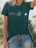 Multicolor Printing Round Neck Short Sleeve T-shirt