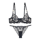 Sexy Embroidery Lace Bra Panties Set