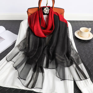 Women's Korean Style Silk Plaid Scarf