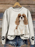 Animal Print Dog Men And Women Street Trendy Hoodless Sweater