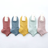 Women's Double Needle Solid Color Cotton Short Ankle Socks