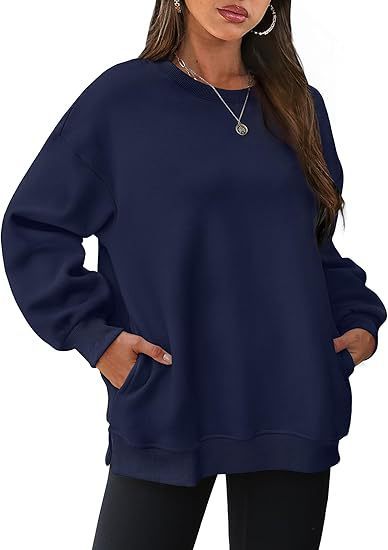 Women's Round Neck Pullover Oversized Loose Velvet Long Sleeve Sweatshirt