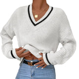 Casual Patchwork Contrast Color Loose Long Sleeve Women's Sweater